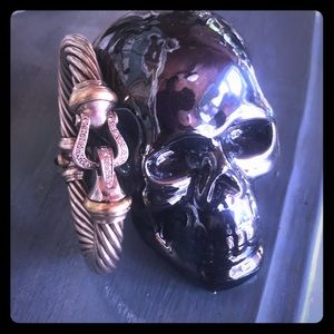 David yurman silver diamond buckle bracelet